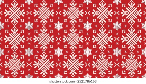 White Christmas snowflakes on red background, Christmas decorative snowflakes