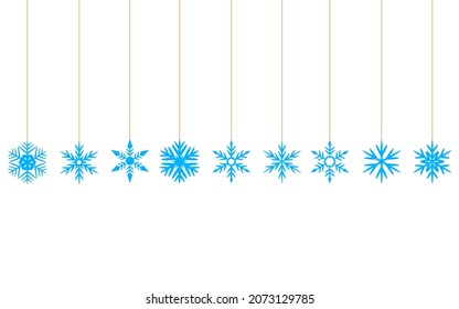White Christmas snowflakes on threads 