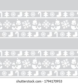 White Christmas Snowman seamless pattern background for website graphics, fashion textile