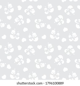 White Christmas Snowman seamless pattern background for website graphics, fashion textile
