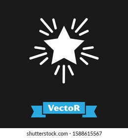 White Christmas star icon isolated on black background. Merry Christmas and Happy New Year.  Vector Illustration