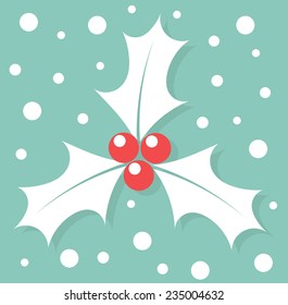 White Christmas symbol holly berry. Vector illustration