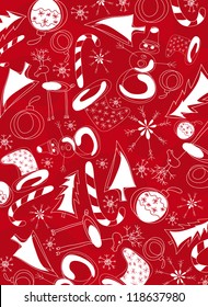 White christmas symbols on a red background