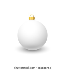 White Christmas toy on a white background. Basis for patterns. Clean the surface. Bead for the Christmas tree.