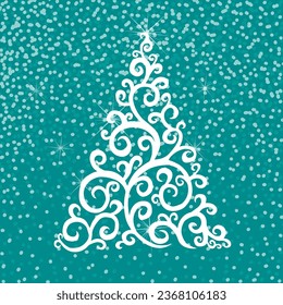 White Christmas tree abstract. Illustrat3. hand drawing. Not AI, Vector illustration