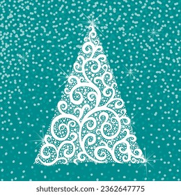 White Christmas tree abstract. Vector illustration