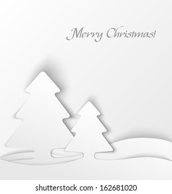 White christmas tree applique background. Vector illustration