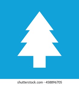 White Christmas tree icon vector. Blue background