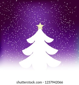 White Christmas tree. Christmas image, card, background. 