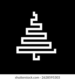 Árbol de Navidad blanco logo pixel art sobre fondo negro