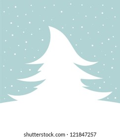 White Christmas tree in nature. Vector illustration