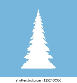 White Christmas tree on a blue background. Christmas illustration. Vector illustration. EPS 10