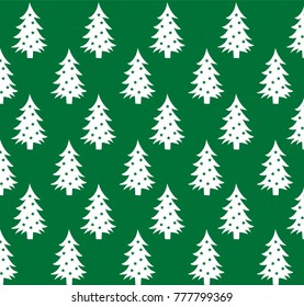 White Christmas tree on a green background. pattern ,vector illustration