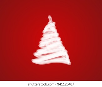White Christmas tree on red background