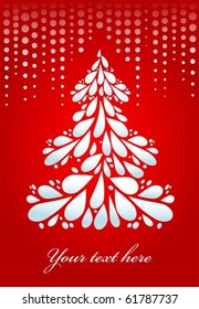 White Christmas tree on red background