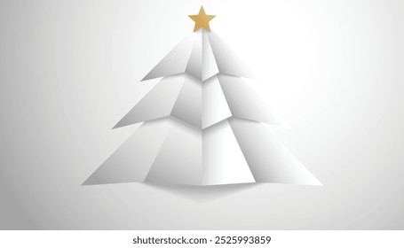 White Christmas tree paper minimal for luxury concept in vector art