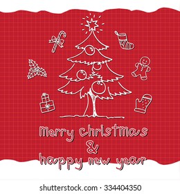 white christmas tree with presents, merry christmas and happy new year