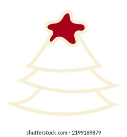 Árbol de navidad blanca con ilustración vectorial de estrella roja.