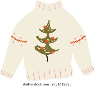 White Christmas Tree Sweater