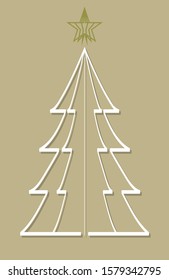 White Christmas tree, vector illustration with depth