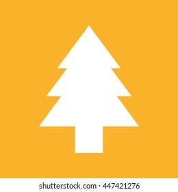 White Christmas tree vector illustration. Yellow background