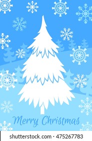 White Christmas tree vector illustration. Merry Christmas.