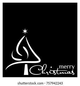 White Christmas tree, Vector Illustration on Black background