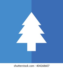 White Christmas tree vector illustration.Blue background