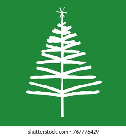 White Christmas Trees. Drawing Vector illustration.