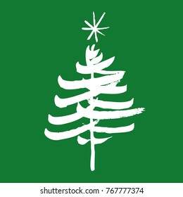 White Christmas Trees. Drawing Vector illustration.