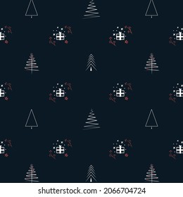 White christmas trees seamless pattern vector background include swatch