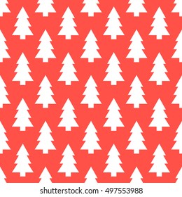 White Christmas Trees Texture On Red Stock Vector (Royalty Free ...