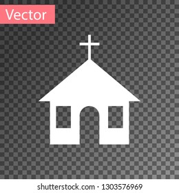 White Church building icon isolated on transparent background. Christian Church. Religion of church. Vector Illustration