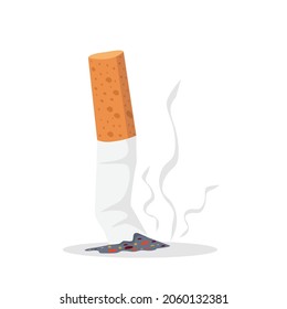 White Cigarette butt Flat illustration vector