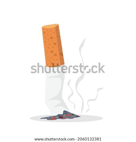White Cigarette butt Flat illustration vector
