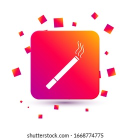 White Cigarette icon isolated on white background. Tobacco sign. Smoking symbol. Square color button. Vector Illustration