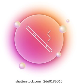 Icono de cigarrillo blanco aislado sobre fondo blanco. Signo del tabaco. Símbolo de fumar. Fondo de círculo degradado naranja y rosa. Vector