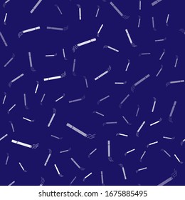 White Cigarette icon isolated seamless pattern on blue background. Tobacco sign. Smoking symbol.  Vector Illustration