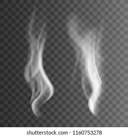 White cigarette smoke waves. Illustration isolated on transparent background. Graphic concept for your design