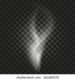 White cigarette smoke waves on transparent background. Vector illustration. Phantom image. Shadow on a checkered backdrop. Abstract supernatural phenomenon.