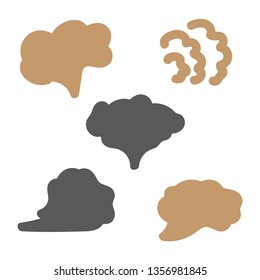White cigarette smoke waves. Steam, cloud and smoke icons