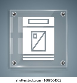 White Cigarettes pack box icon isolated on grey background. Cigarettes pack. Square glass panels. Vector Illustration