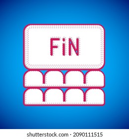 Auditorio de cine blanco con ícono de pantalla aislado en fondo azul.  Vector