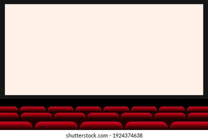 white cinema screen and red seats in the hall