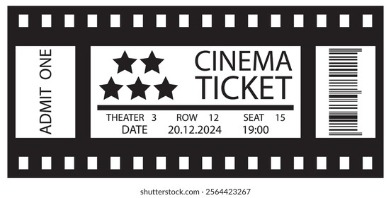 White Cinema Ticket with Barcode Template