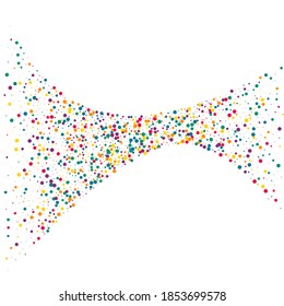 White Circle Abstract White Background. Celebrate Dot Background. Carnaval Confetti Invitation. Yellow Polka Effect Design.