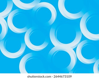 White circle abstract pattern background with gradation, standing out on bright blue background. Ideal for cheerful and clean graphic designs, presentations or digital elements.