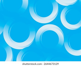 White circle abstract pattern background with gradation, standing out on bright blue background. Ideal for cheerful and clean graphic designs, presentations or digital elements.