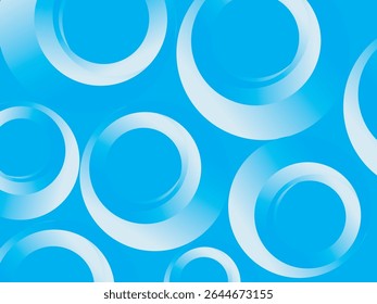 White circle abstract pattern background with gradation, standing out on bright blue background. Ideal for cheerful and clean graphic designs, presentations or digital elements.