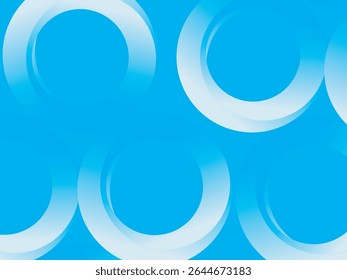 White circle abstract pattern background with gradation, standing out on bright blue background. Ideal for cheerful and clean graphic designs, presentations or digital elements.